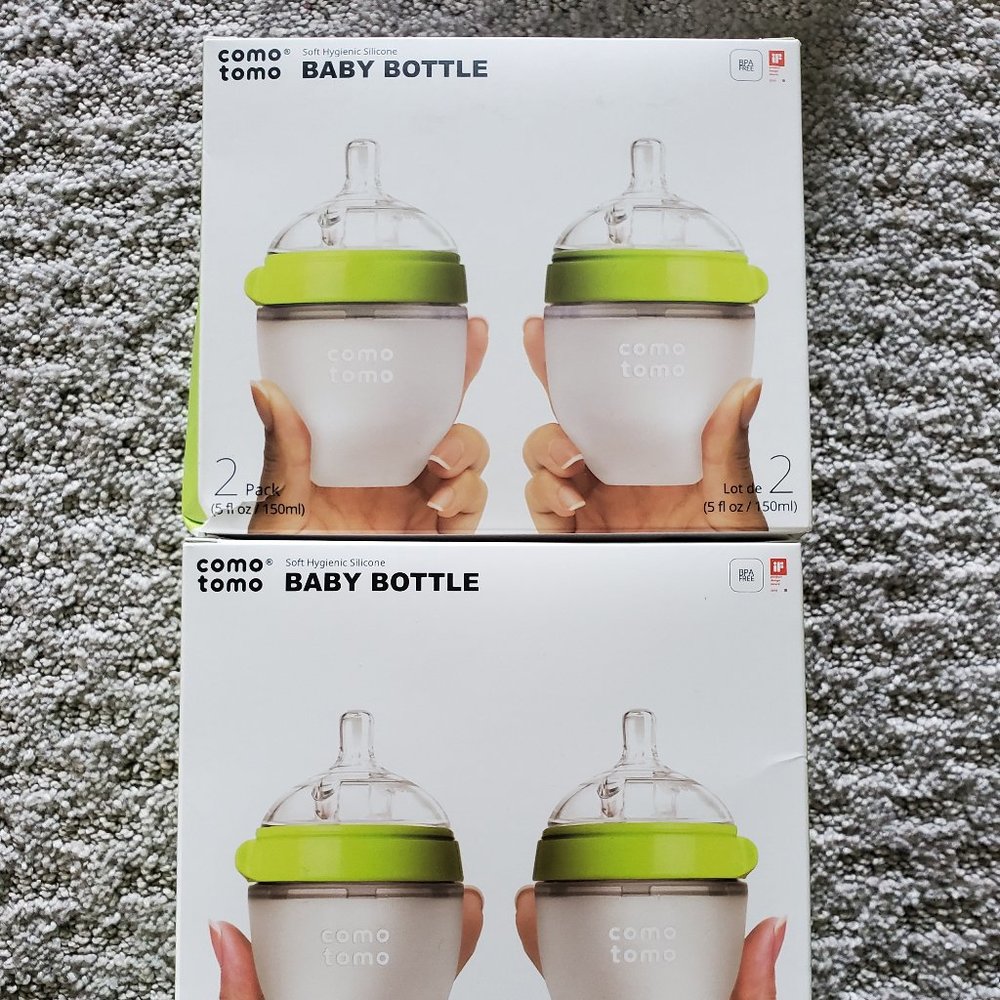 Comotomo Silicone Bottles 8 oz (2 Pack) + Silicone Bottles 5 oz (2 Pack) NIB